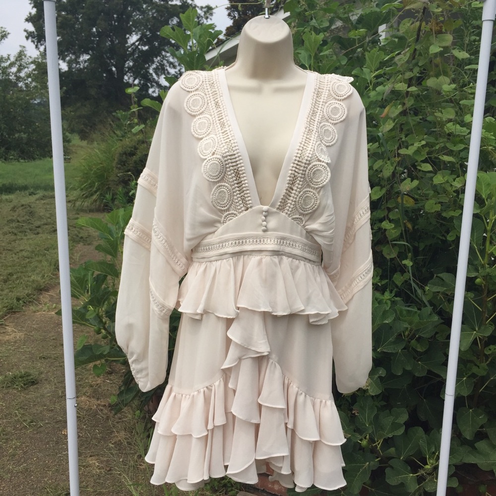 NWT Shona Joy Rafaella Plunge Frill Mini Dress